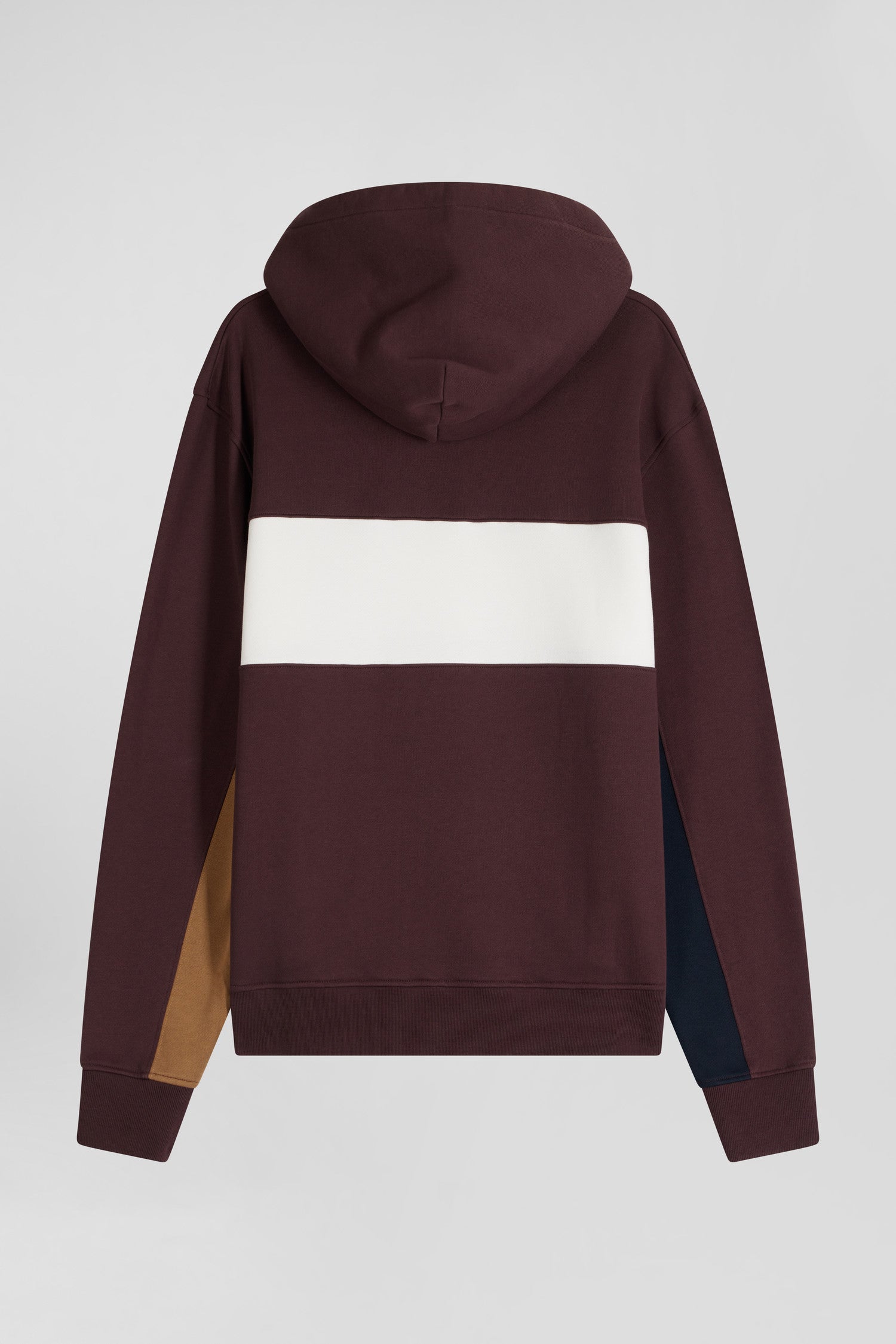 Sweatshirt à capuche colorblock en coton bordeaux coupe Relaxed