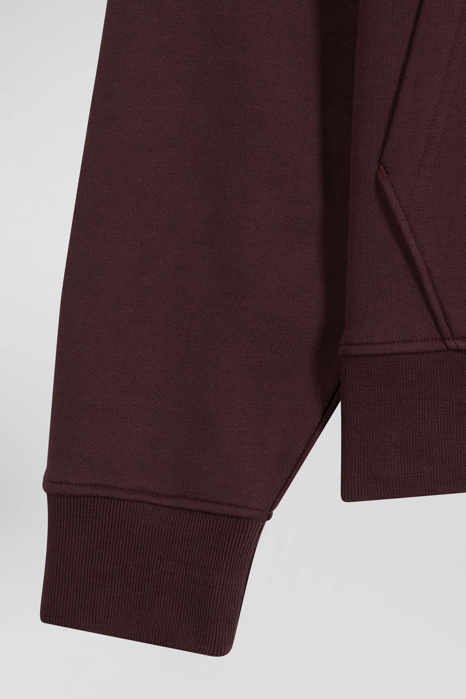 Relaxed burgundy cotton sweatshirt with rugby shirt collar