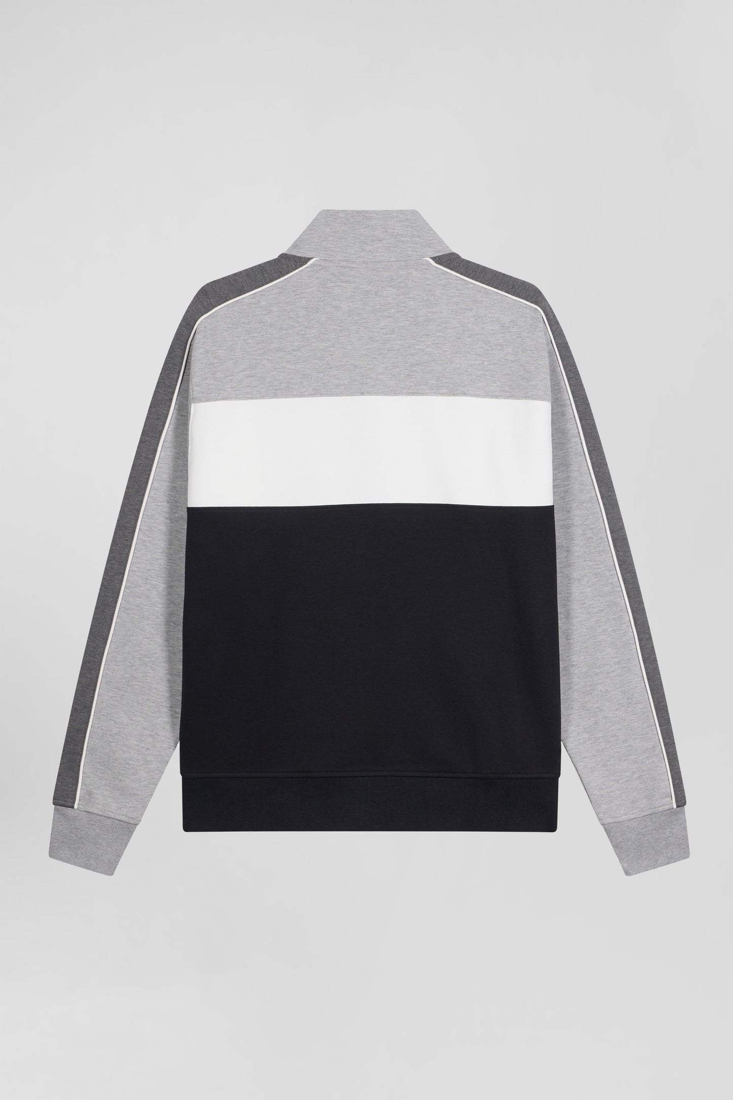 Regular black colorblock zipped cotton blend sweatshirt