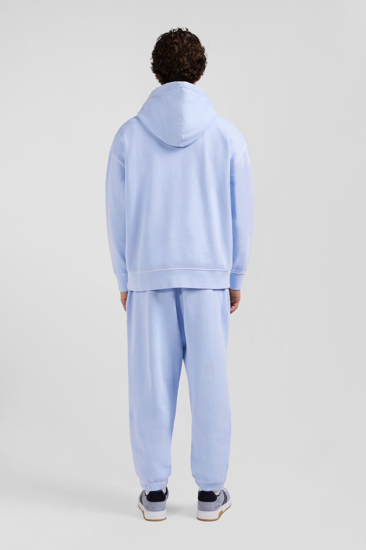 Oversize sky blue unisex dyed cotton fleece hoodie