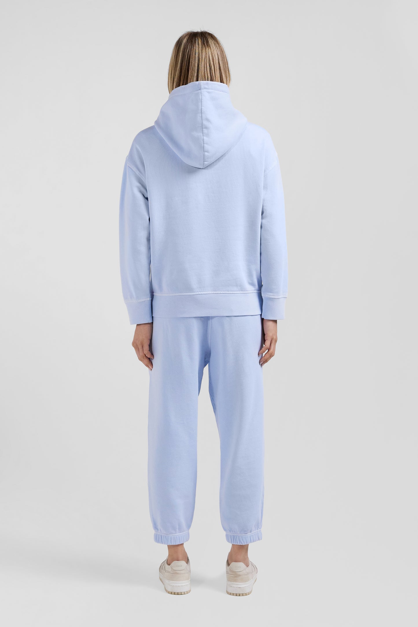 Oversize sky blue unisex dyed cotton fleece hoodie