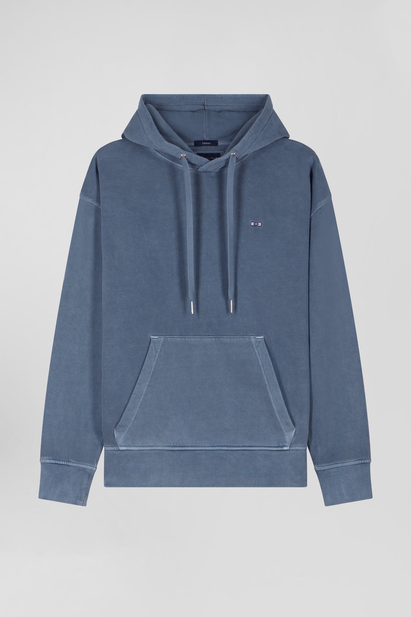 Oversize grey unisex dyed cotton fleece hoodie