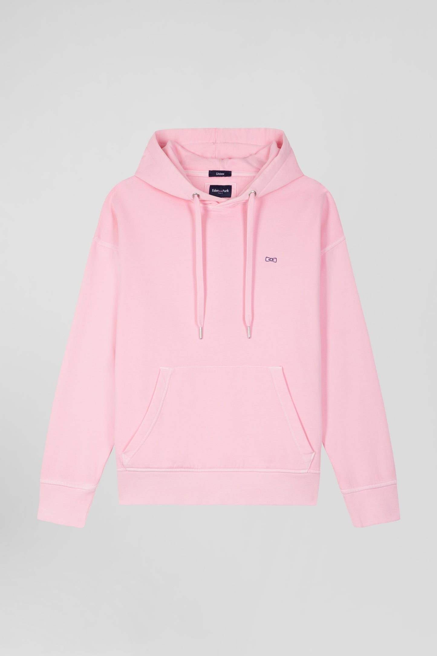 Oversize pink unisex dyed cotton fleece hoodie