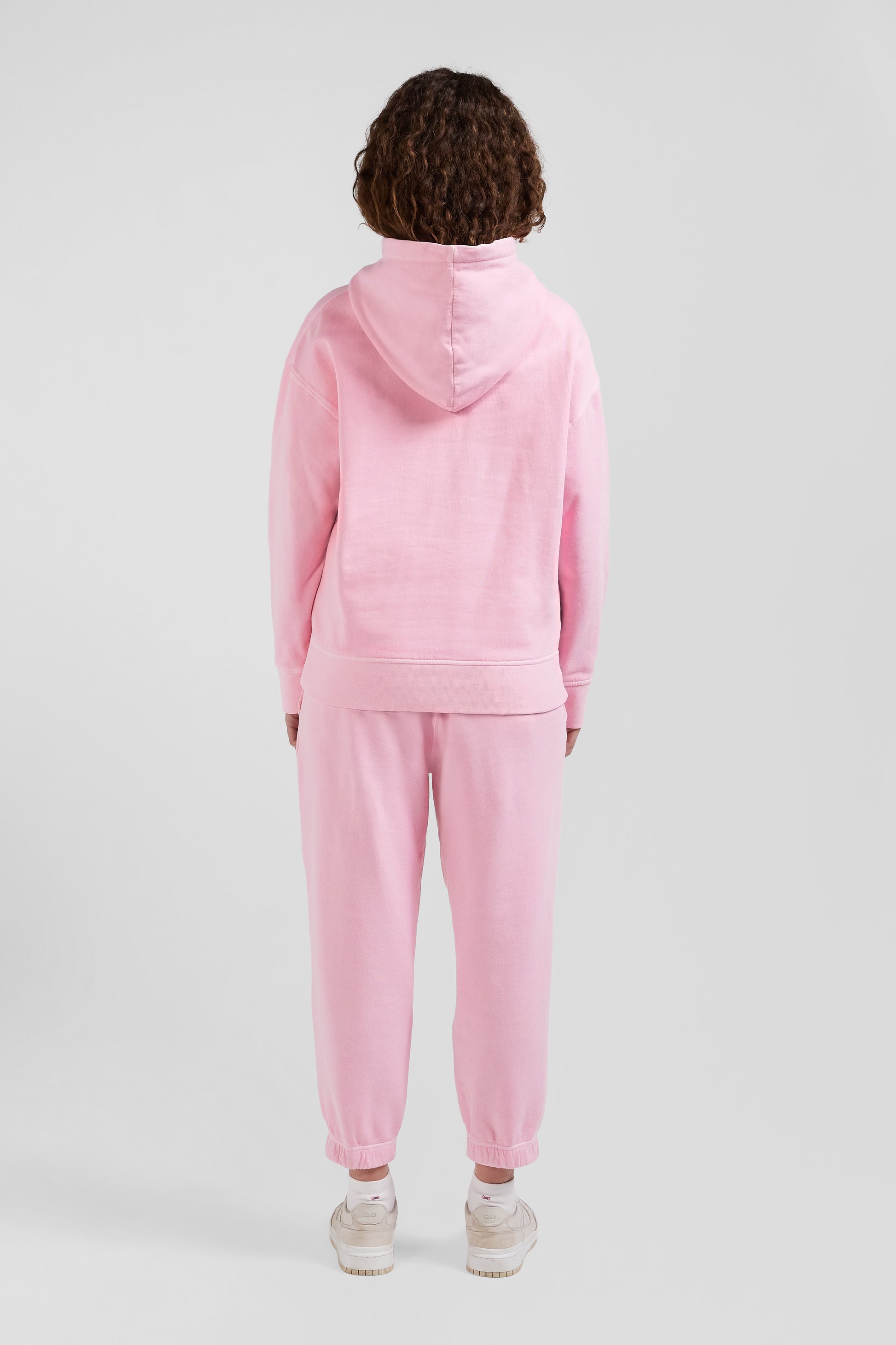 Oversize pink unisex dyed cotton fleece hoodie