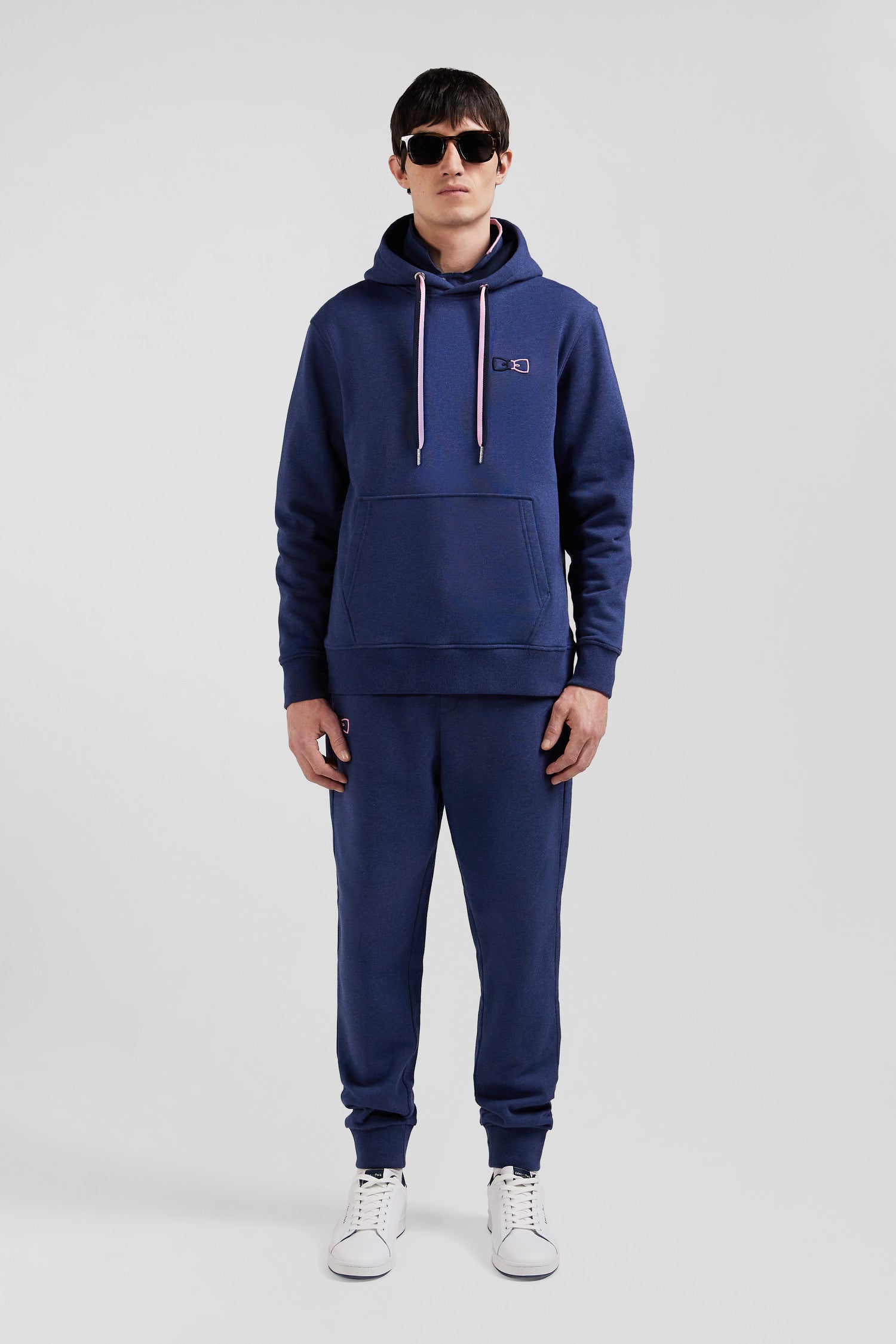 Relaxed navy blue cotton hoodie