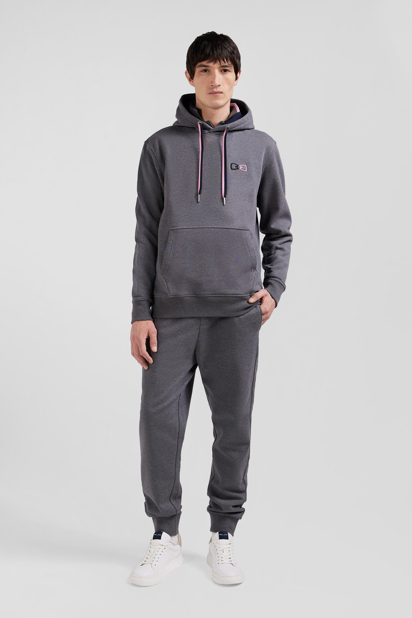 Relaxed grey cotton hoodie