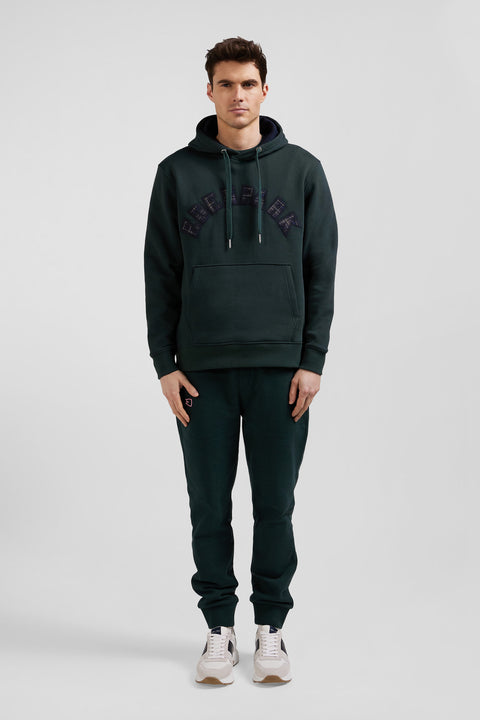 Relaxed green cotton blend hoodie - Image 1