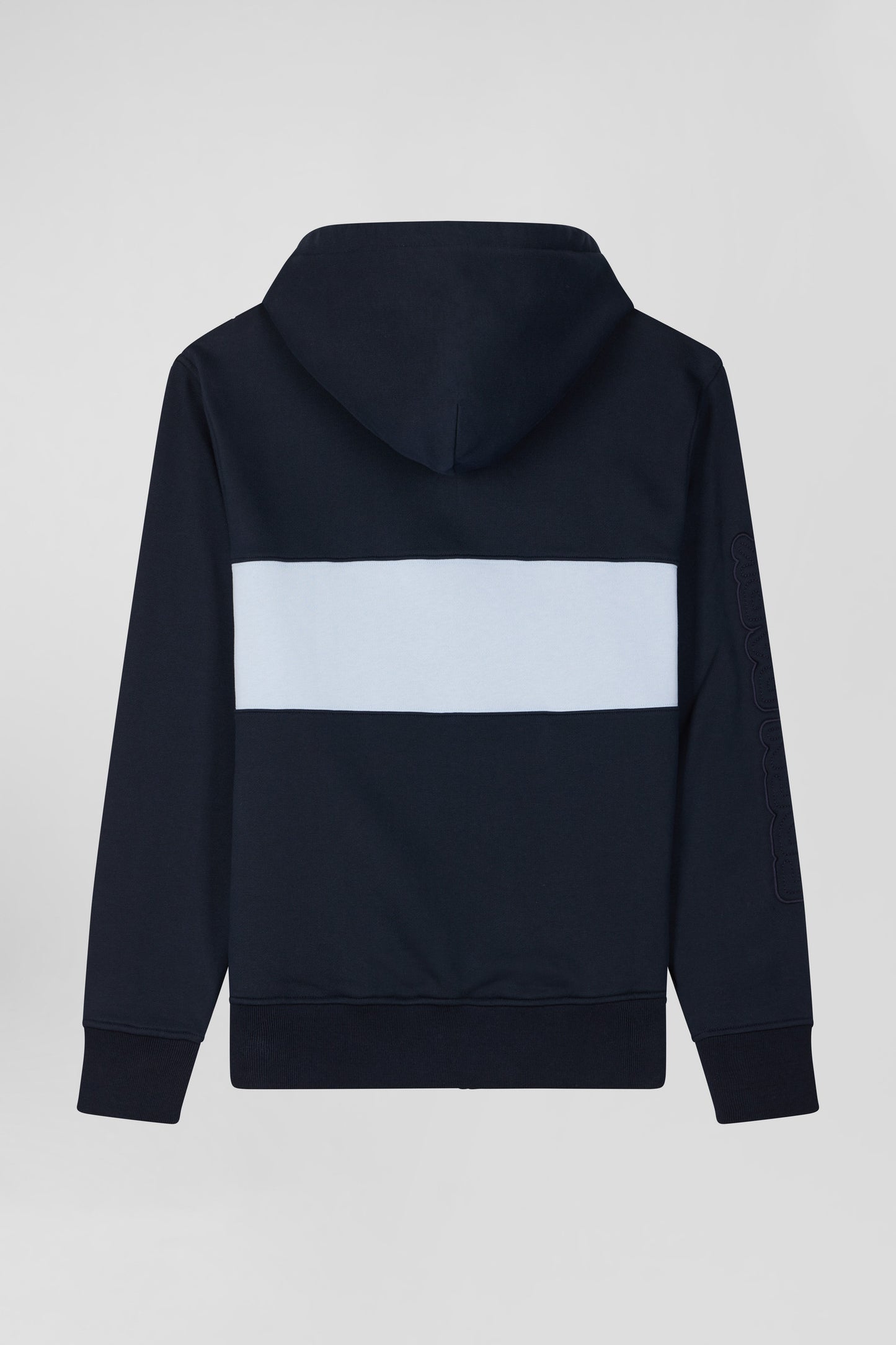 Regular sky blue zipped cotton hoodie