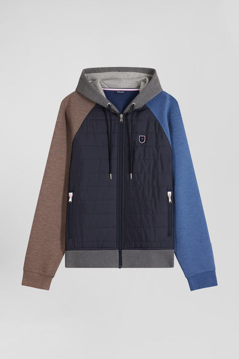 Regular grey cotton blend sweatshirt with padded front - Image 2