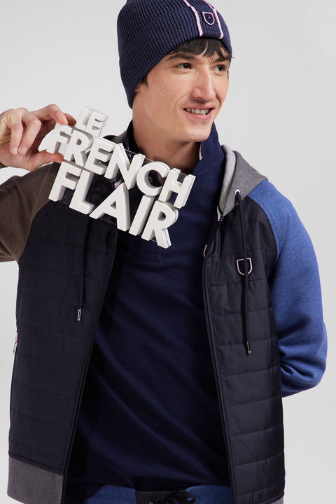 Regular grey cotton blend sweatshirt with padded front - Image 3