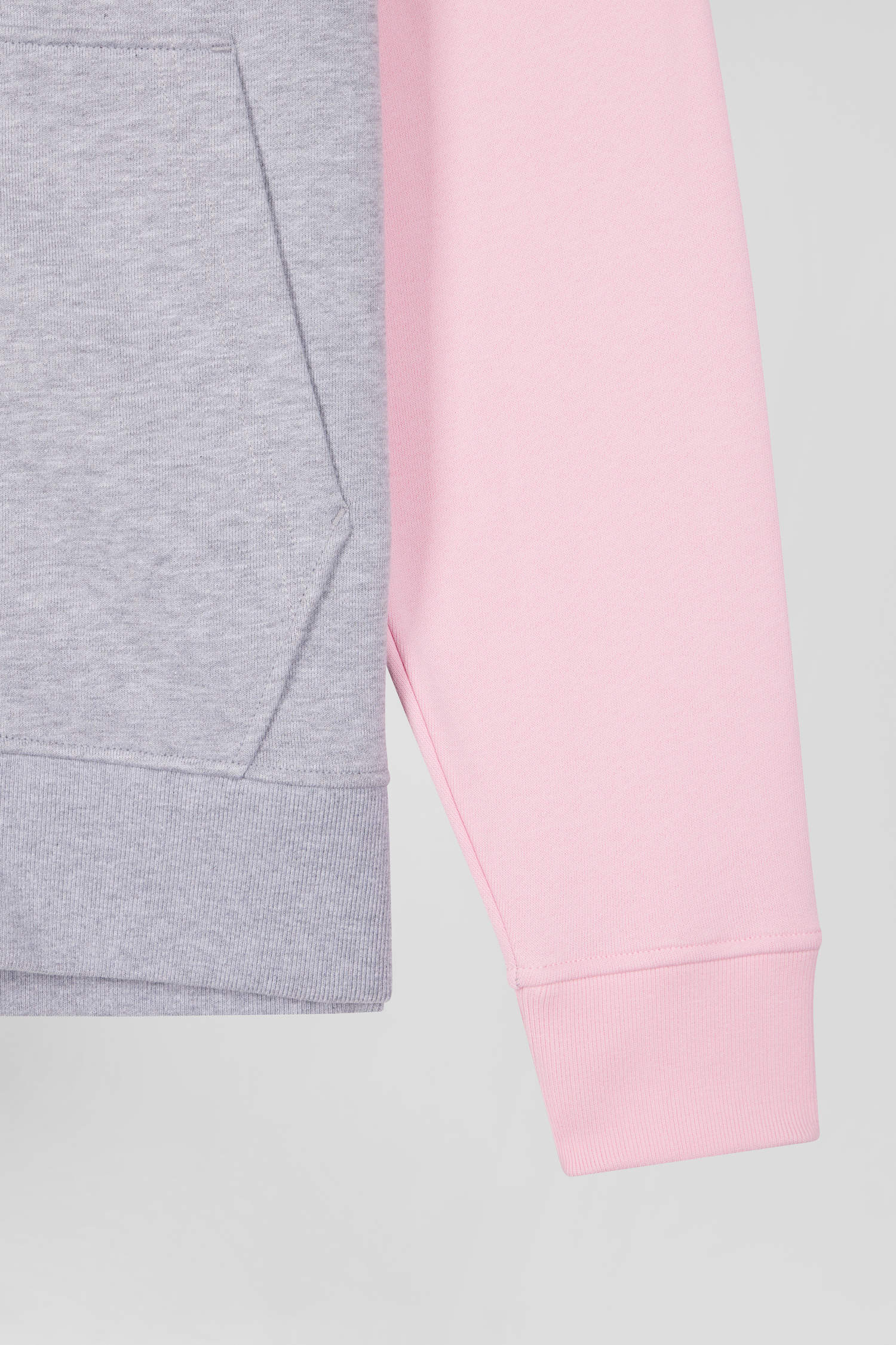 Regular pink colorblock zipped cotton hoodie