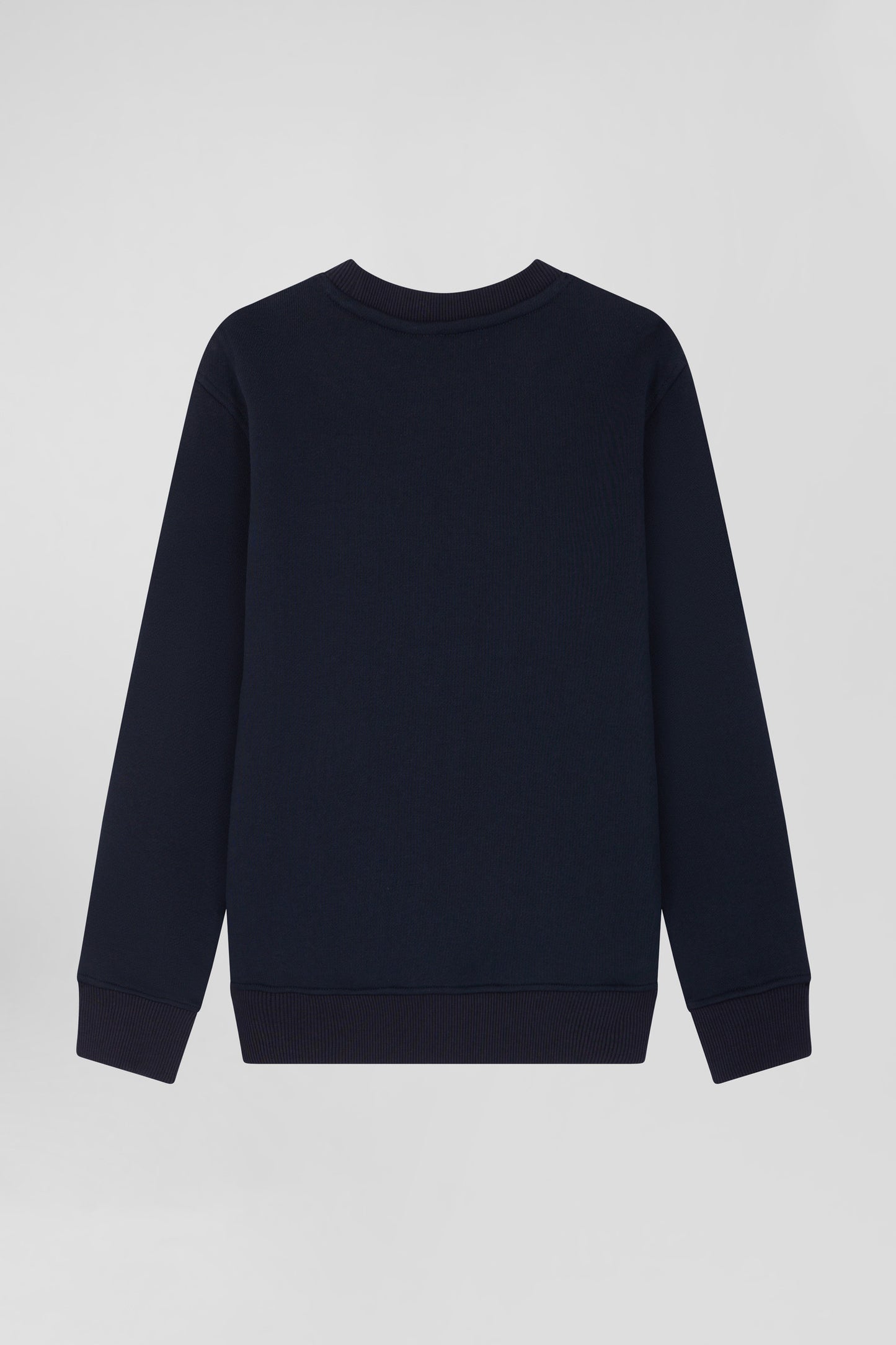 Regular navy blue round neck cotton sweatshirt