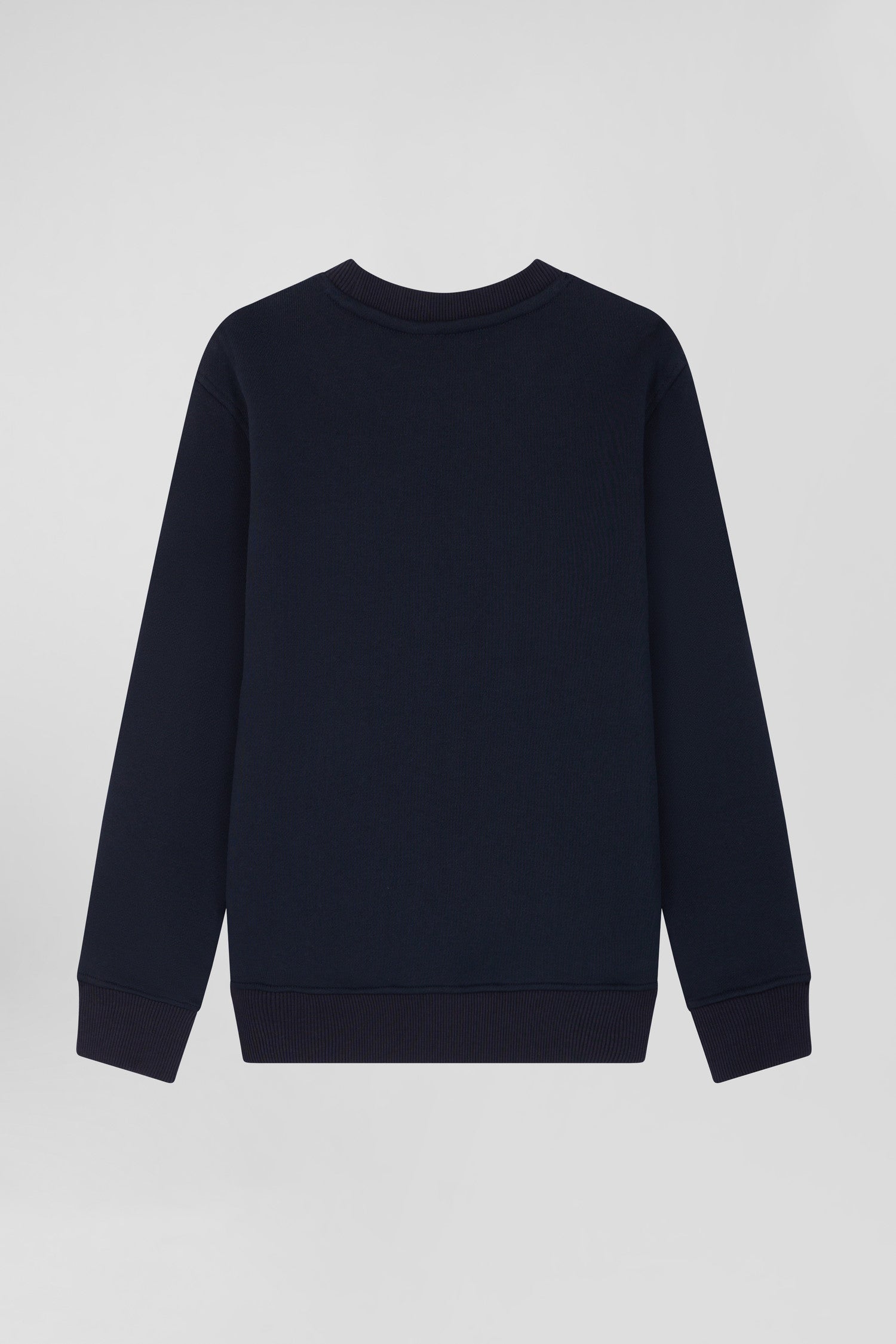 Regular navy blue round neck cotton sweatshirt