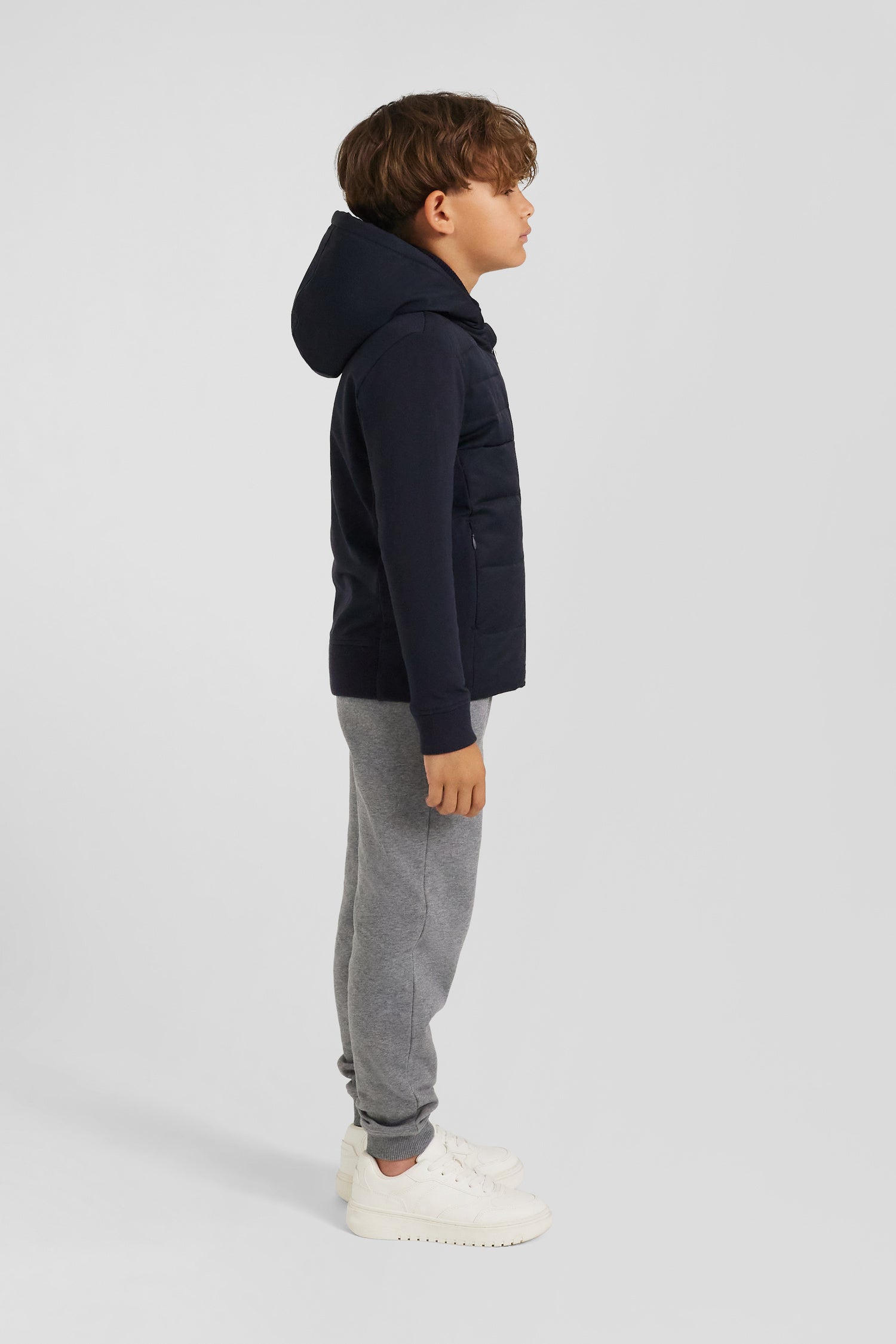 Regular navy blue padded zipped hoodie