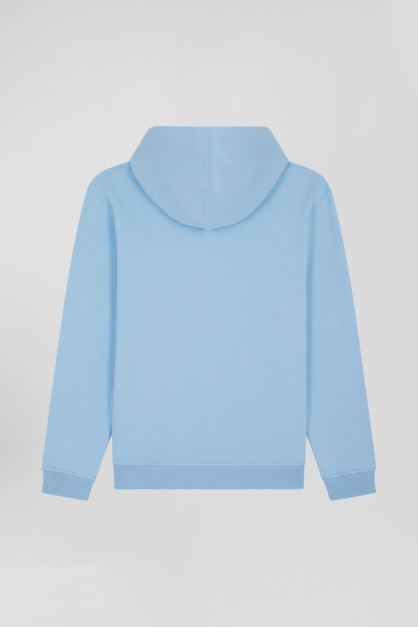 Oversize sky blue embroidered cotton blend hoodie