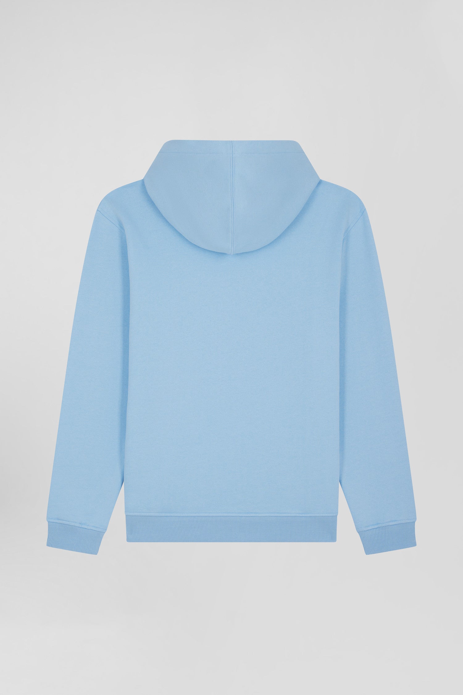 Oversize sky blue embroidered cotton blend hoodie