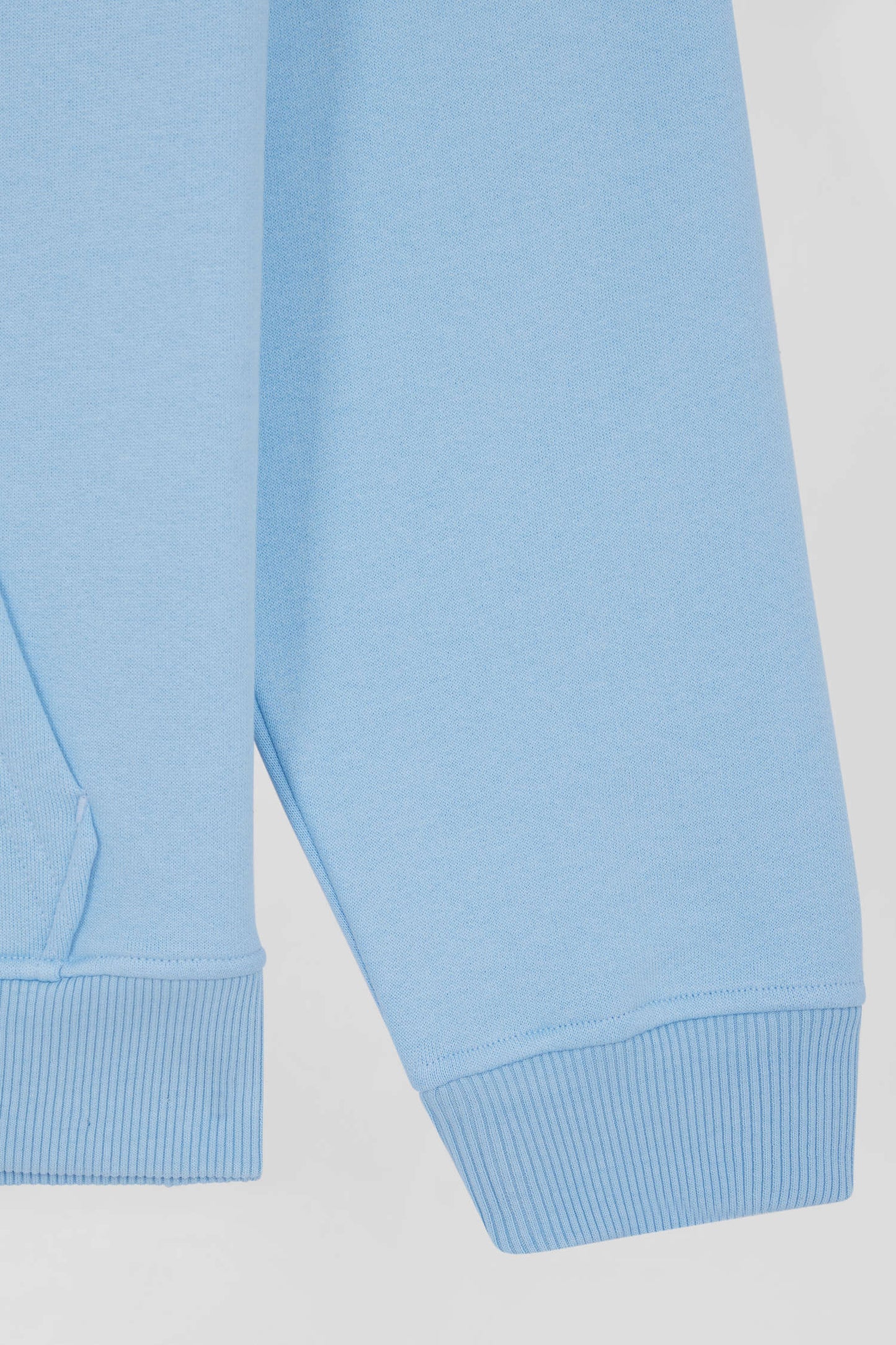 Oversize sky blue embroidered cotton blend hoodie