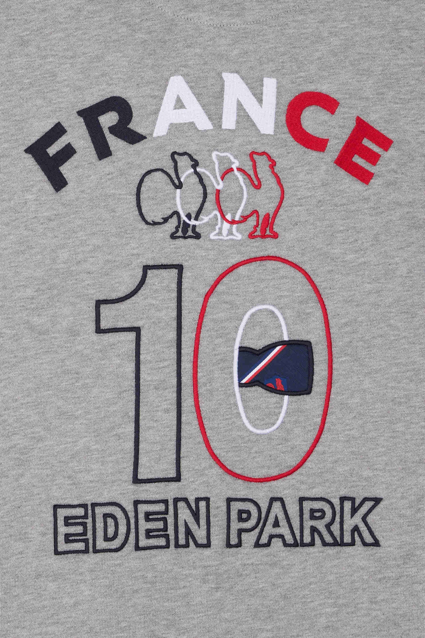 Regular mottled grey XV de France cotton sweatshirt with rugby shirt collar