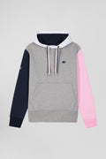 Regular grey colorblock XV de France cotton hoodie