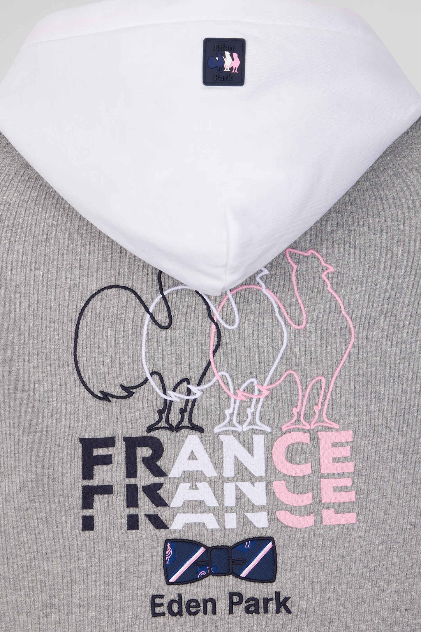 Regular grey colorblock XV de France cotton hoodie