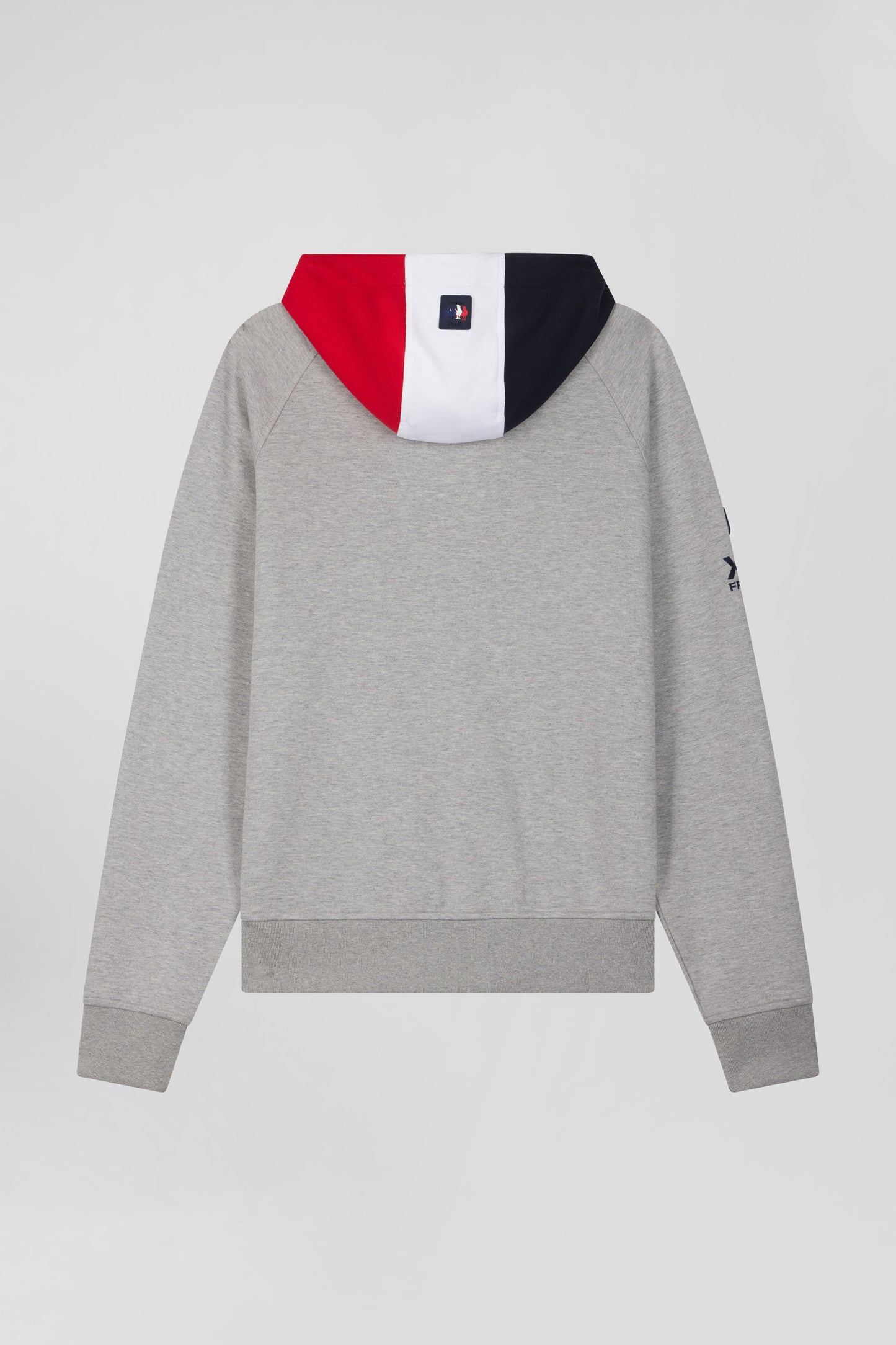 Sweatshirt à capuche zippé XV de France en coton mélangé et parmenture gris coupe Regular