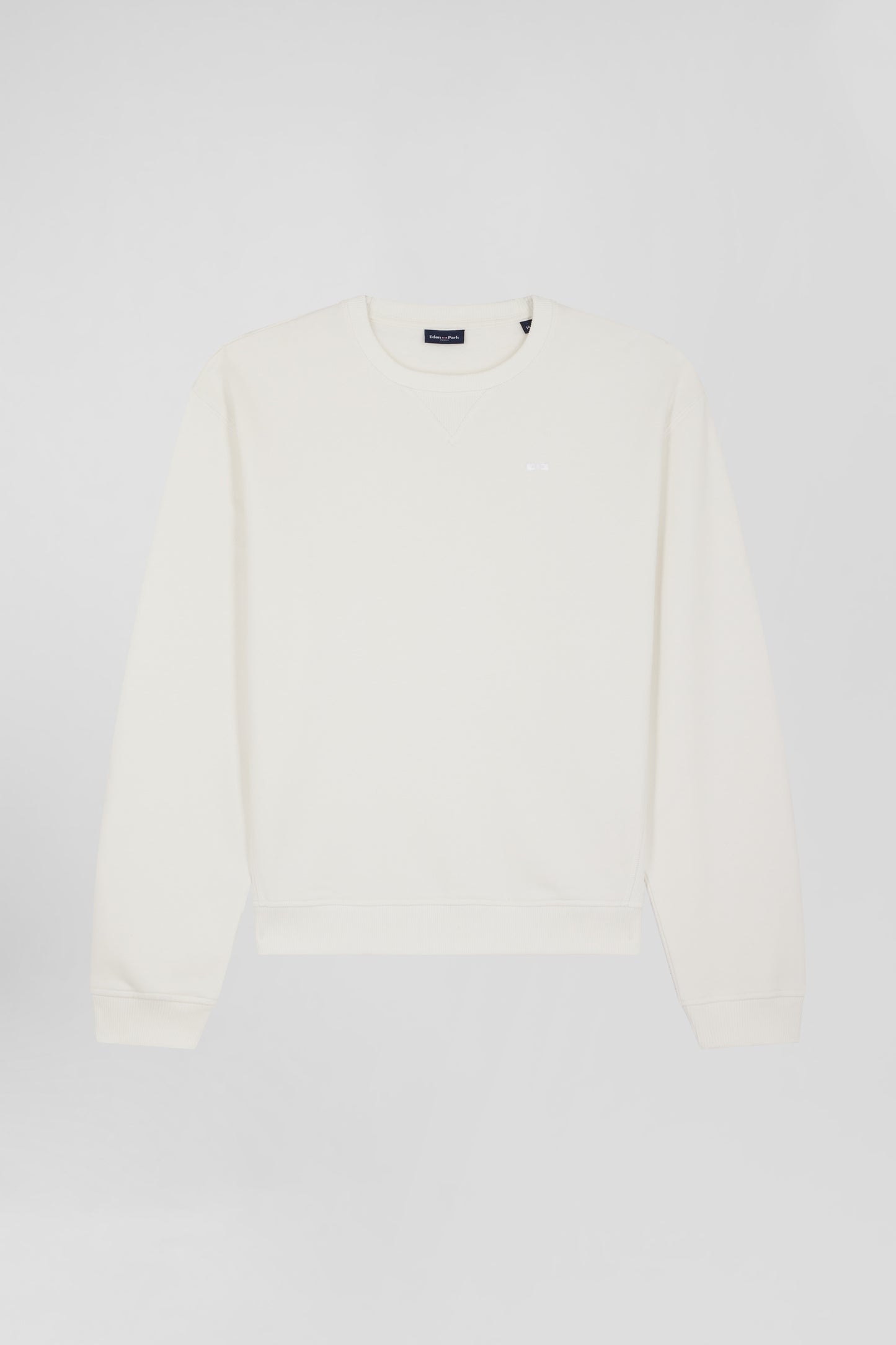 Oversize ecru round neck cotton sweatshirt