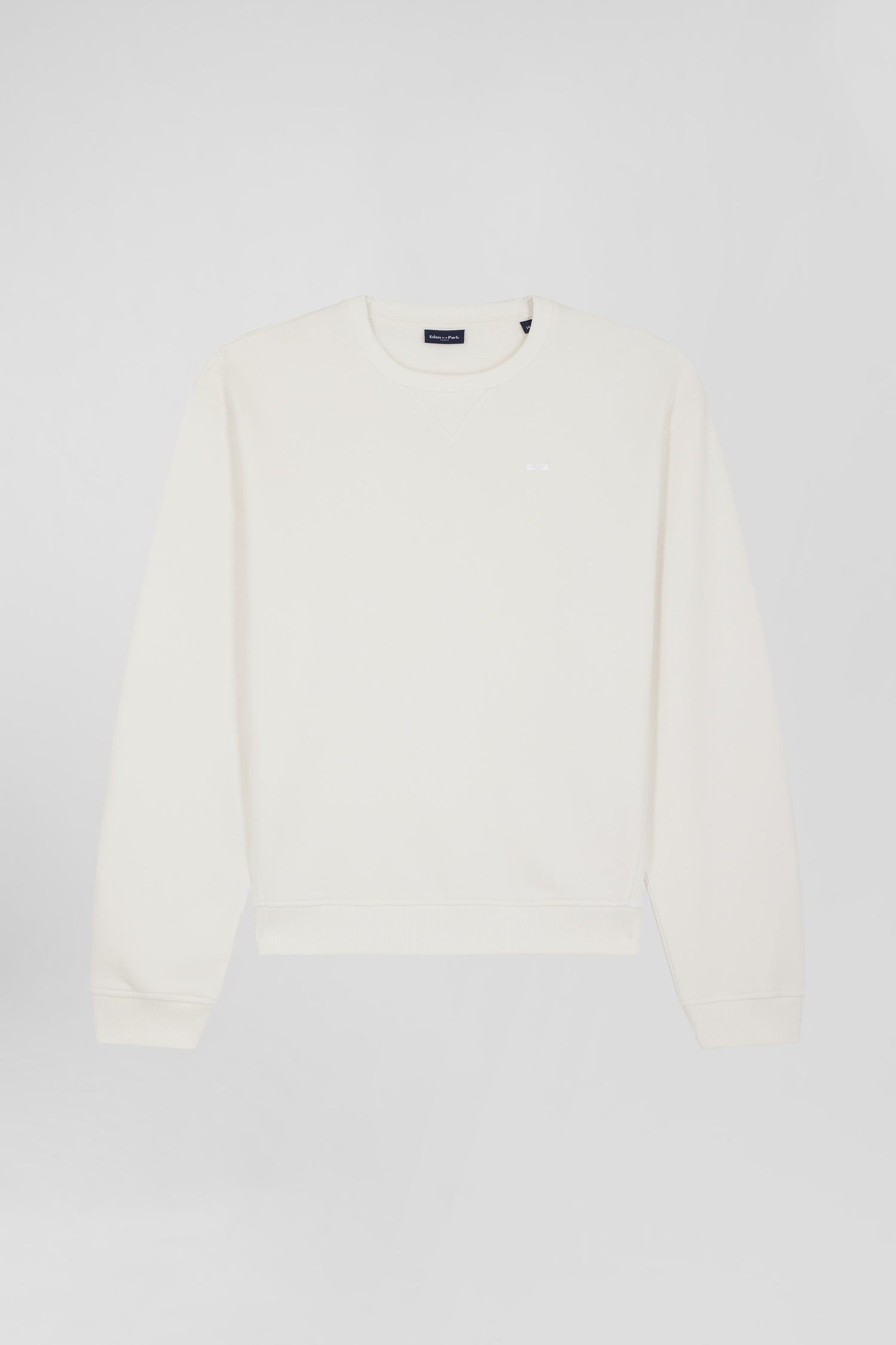 Oversize ecru round neck cotton sweatshirt