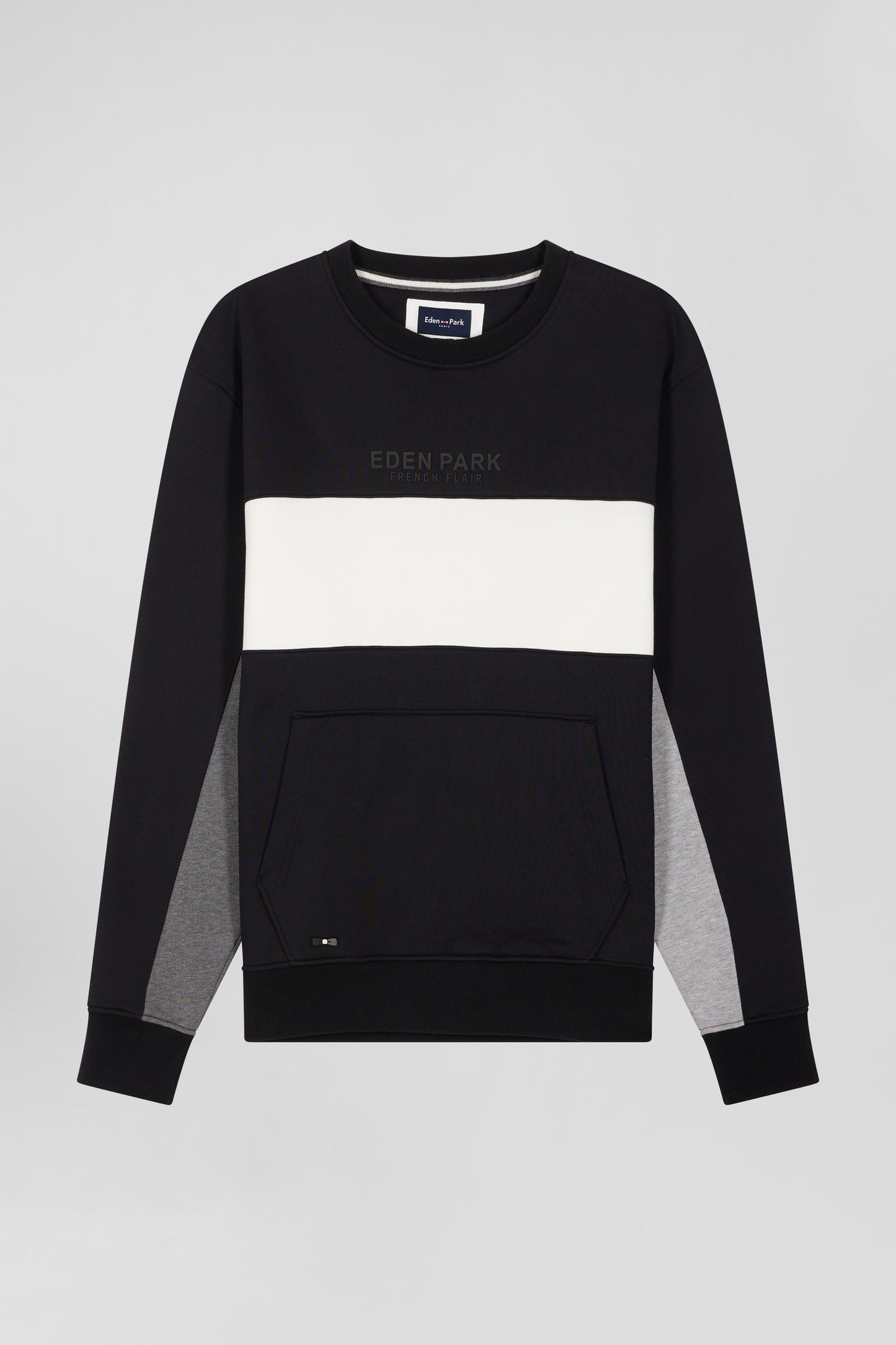 Black cotton crewneck sweatshirt in a Relaxed fit