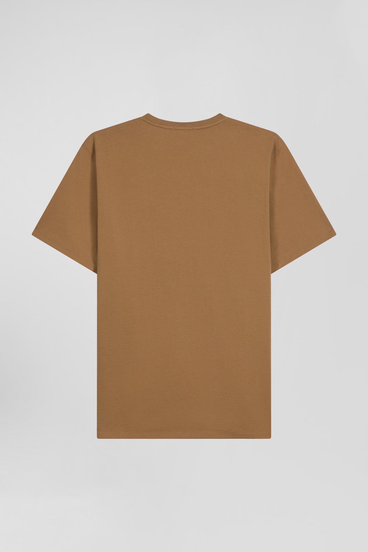 Short-sleeved T-shirt in plain hazelnut Pima cotton, regular fit