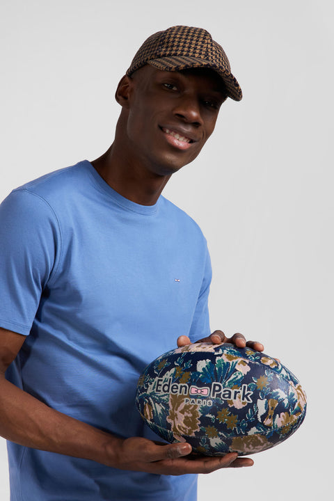 Regular blue Pima cotton short-sleeved T-shirt - Image 3