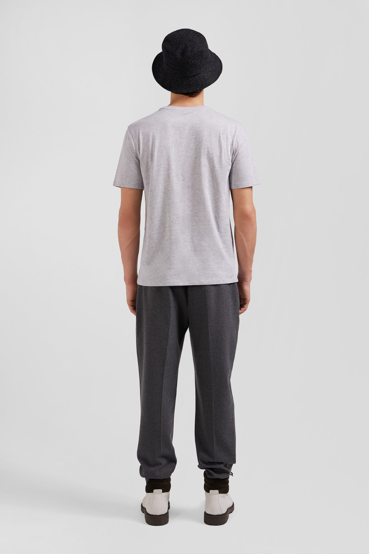 Regular grey Pima cotton short-sleeved T-shirt