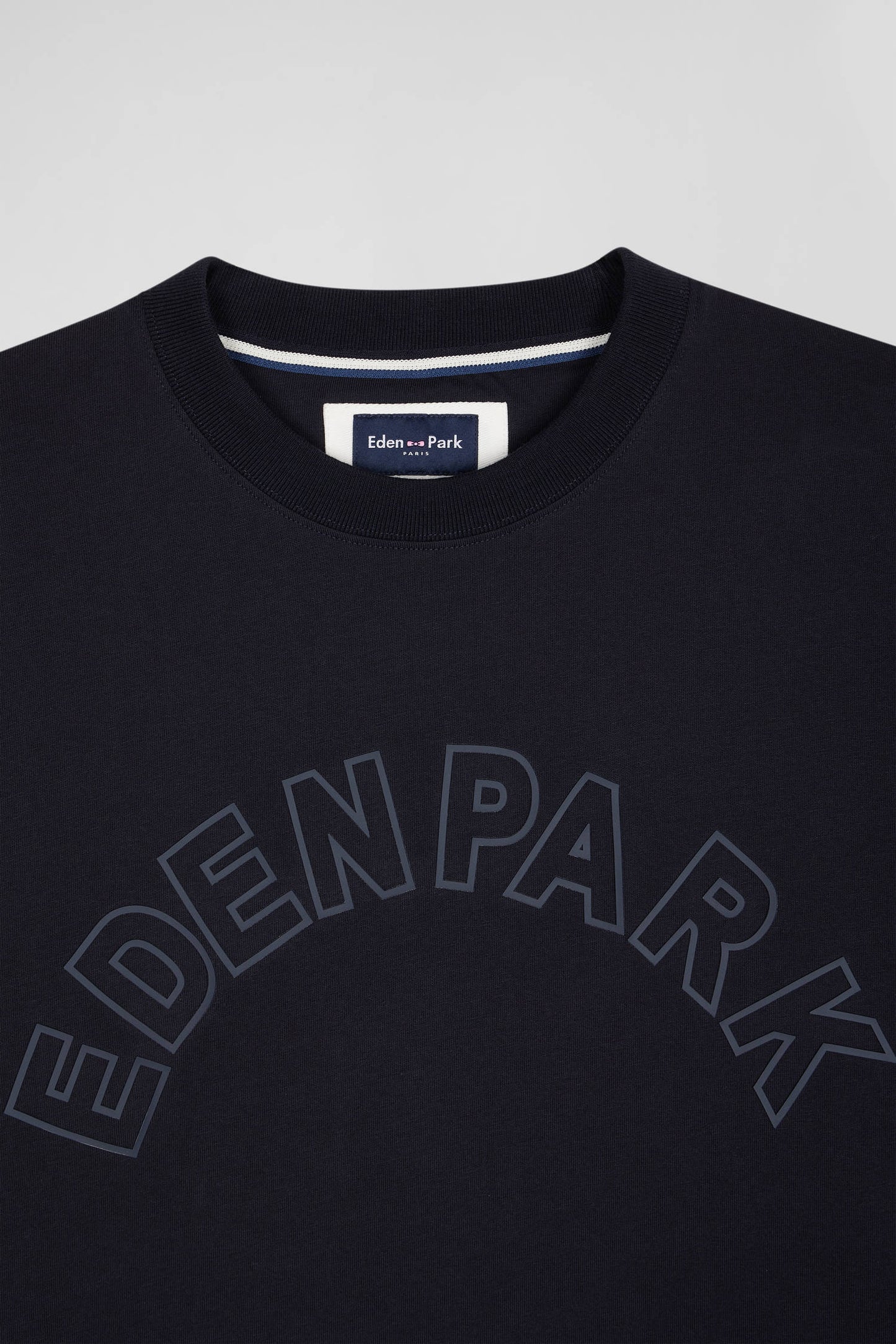 Oversize navy short-sleeved cotton T-shirt with Eden Park print