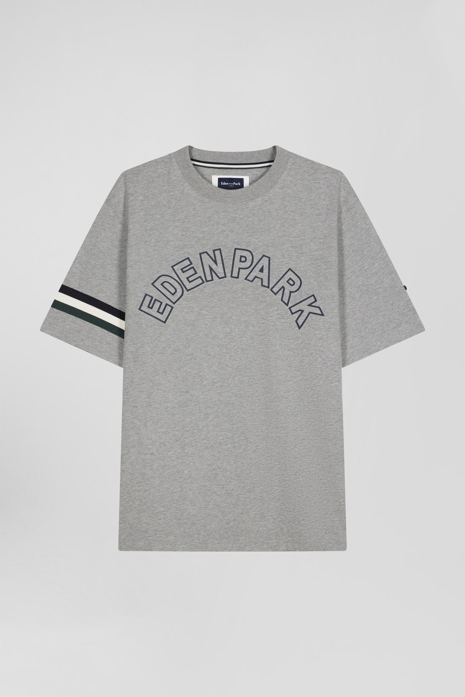 Oversized grey short-sleeved cotton T-shirt with Eden Park print