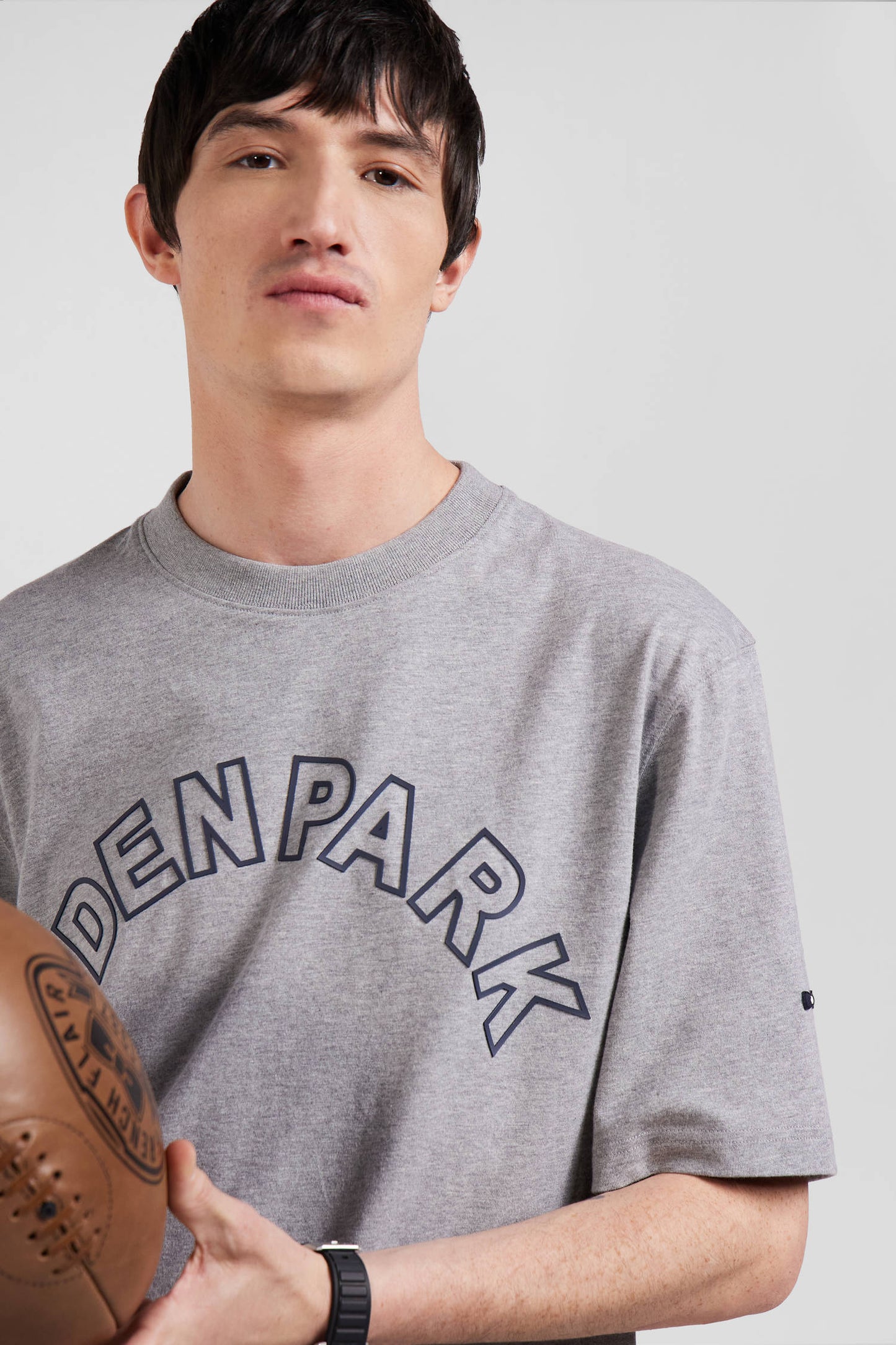 Oversized grey short-sleeved cotton T-shirt with Eden Park print