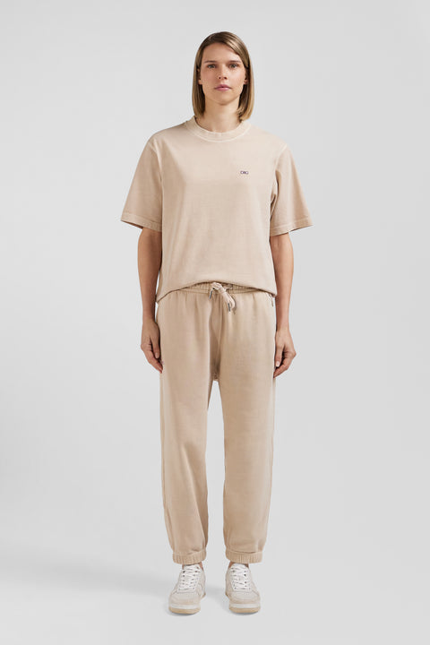 Oversize beige unisex short-sleeved T-shirt in overdyed cotton - Image 2