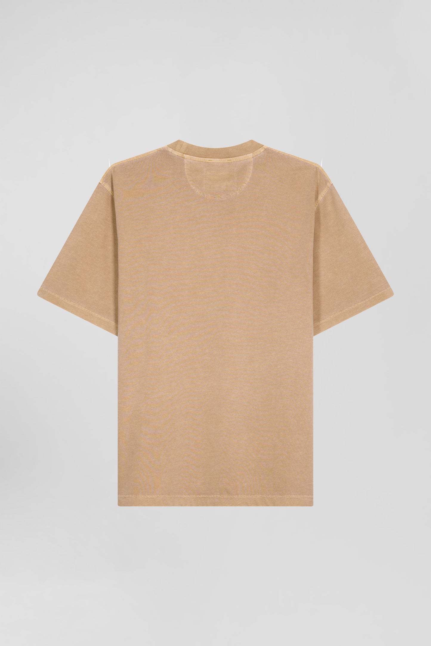Unisex short-sleeved T-shirt in plain hazelnut overdyed cotton, Oversized cut