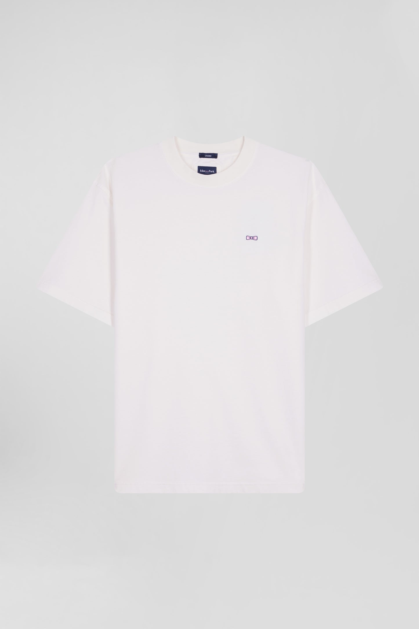 Oversize ecru unisex short-sleeved T-shirt in overdyed cotton