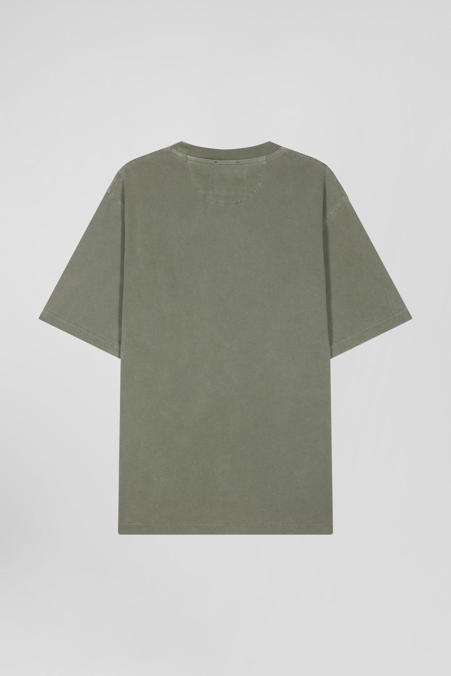 Oversize khaki unisex short-sleeved T-shirt in overdyed cotton