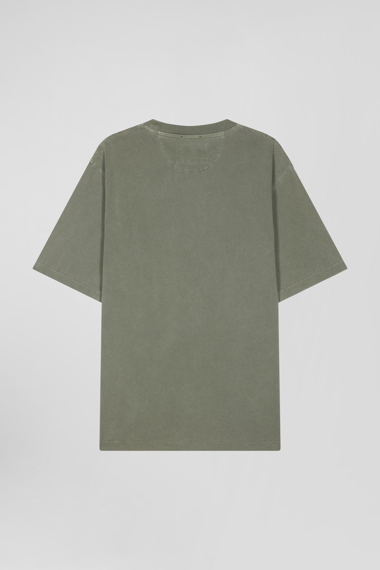 Oversize khaki unisex short-sleeved T-shirt in overdyed cotton