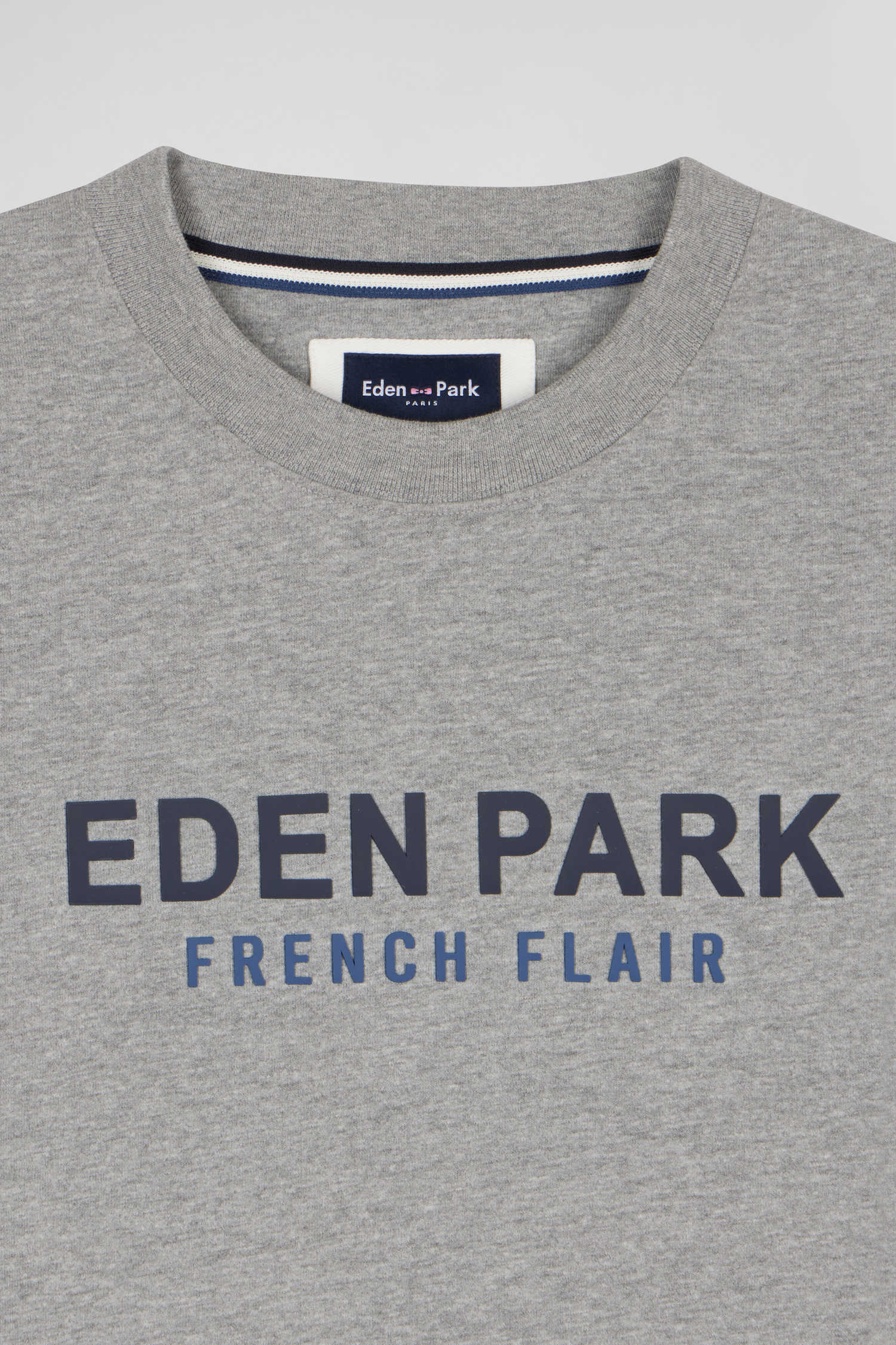 Oversize grey Eden Park French Flair cotton short-sleeved T-shirt