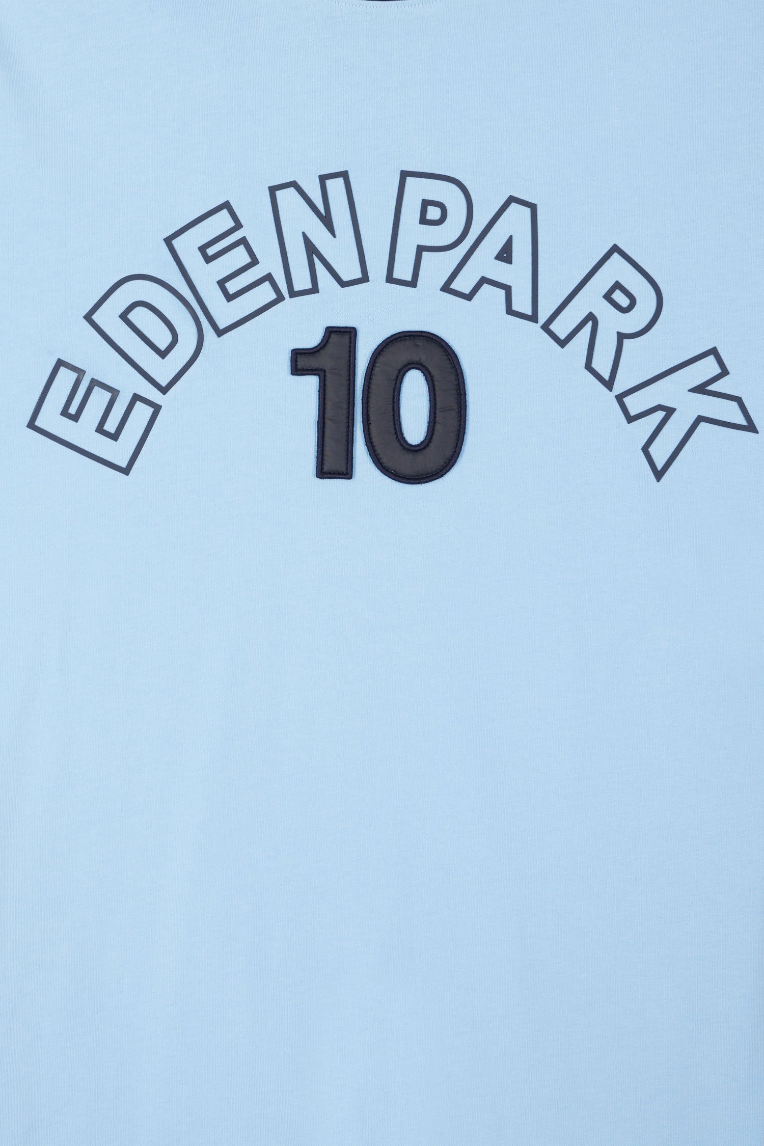 Relaxed sky blue bicolor short-sleeved cotton T-shirt with Eden Park 10 print