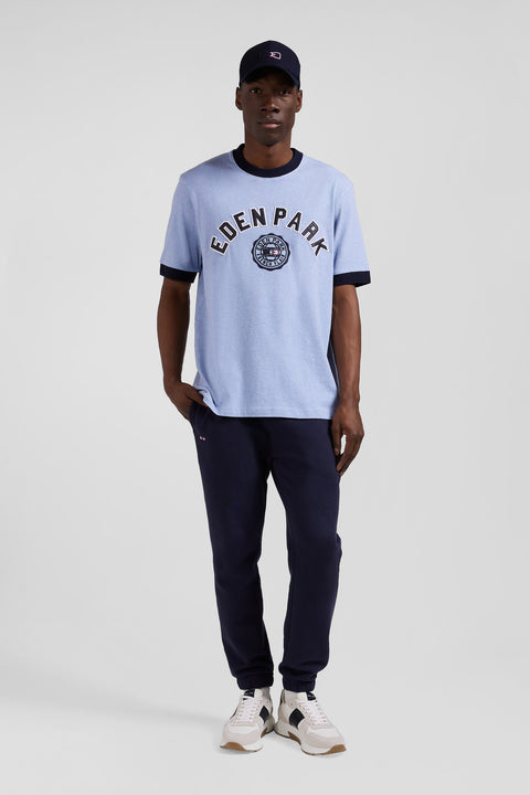 Oversize sky blue short-sleeved cotton T-shirt with Eden Park print - Image 1