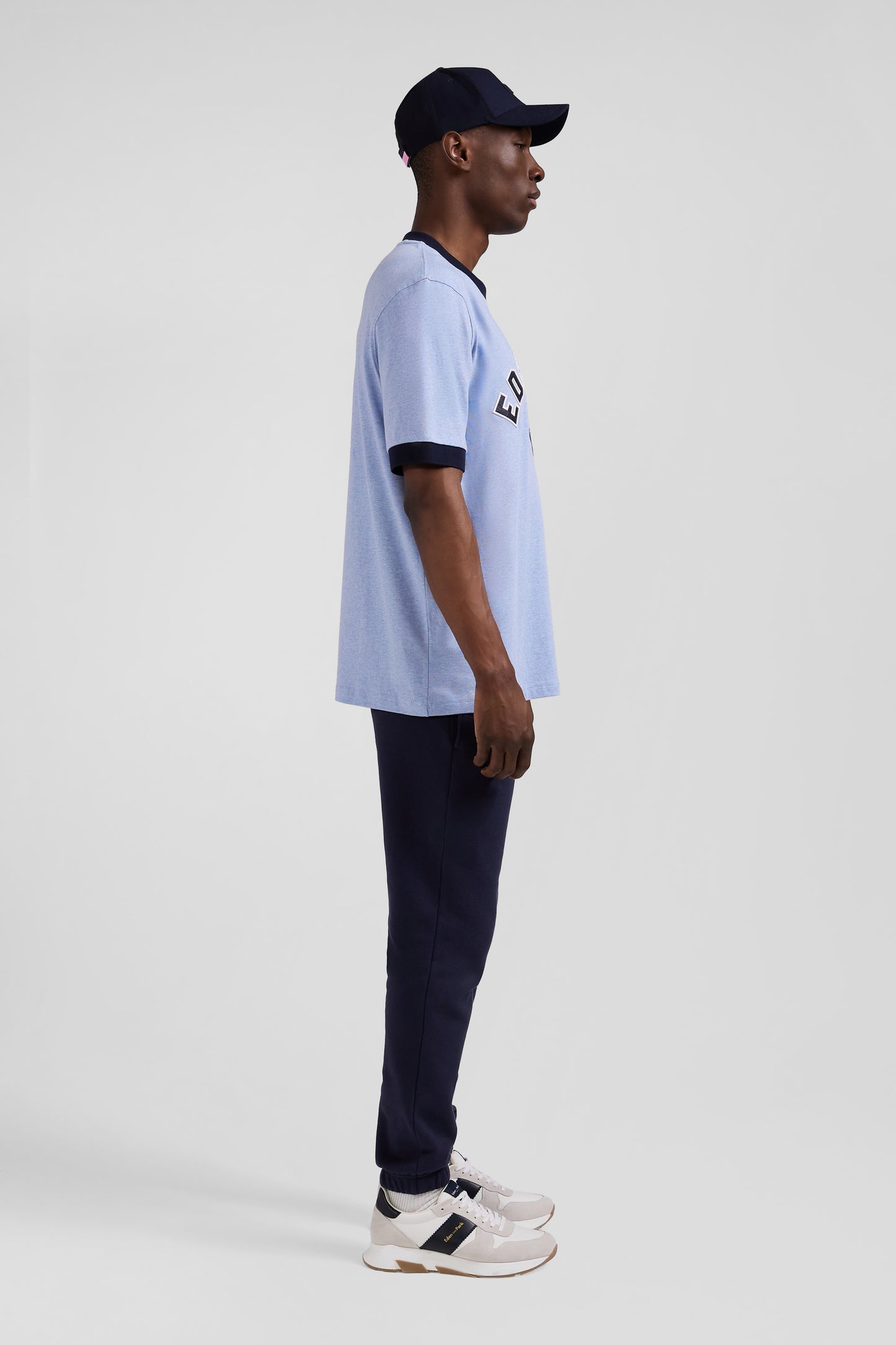 Oversize sky blue short-sleeved cotton T-shirt with Eden Park print