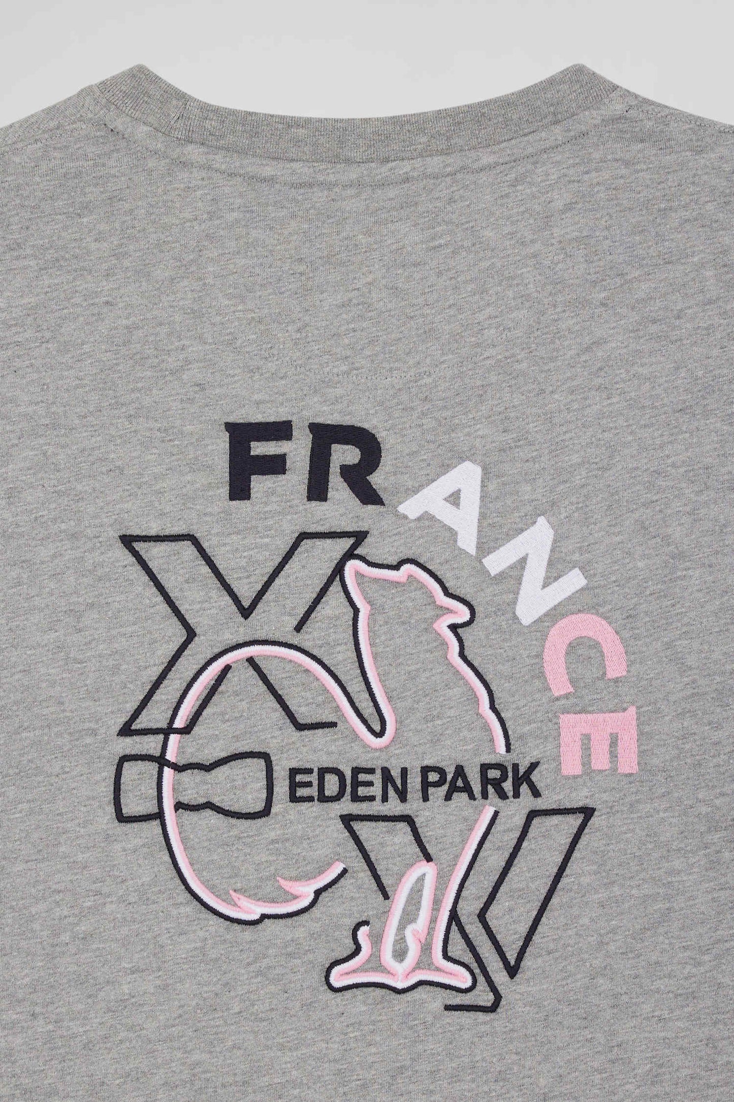 Regular grey short-sleeved cotton T-shirt with XV de France embroidery