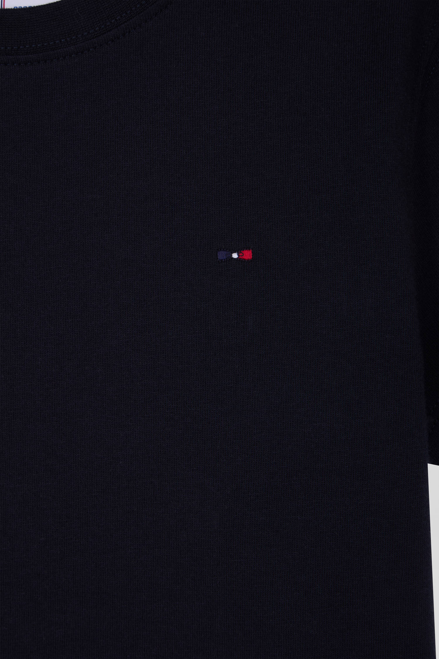 Regular navy blue short-sleeved cotton T-shirt with XV de France embroidery