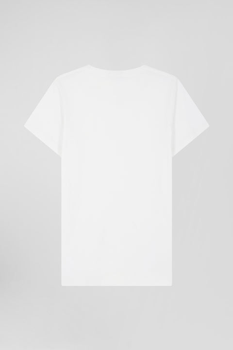 Regular women's white short-sleeved cotton T-shirt - Image 2