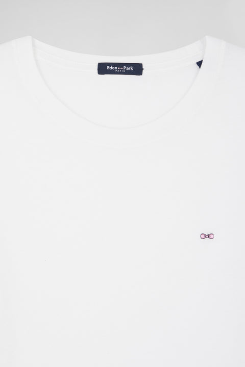 Regular women's white short-sleeved cotton T-shirt - Image 3