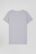 T-shirt femme manches courtes en coton gris coupe Regular