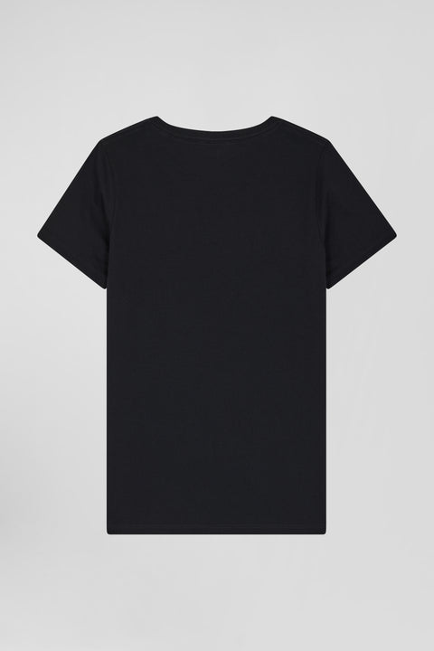 Regular women's black short-sleeved cotton T-shirt - Image 2