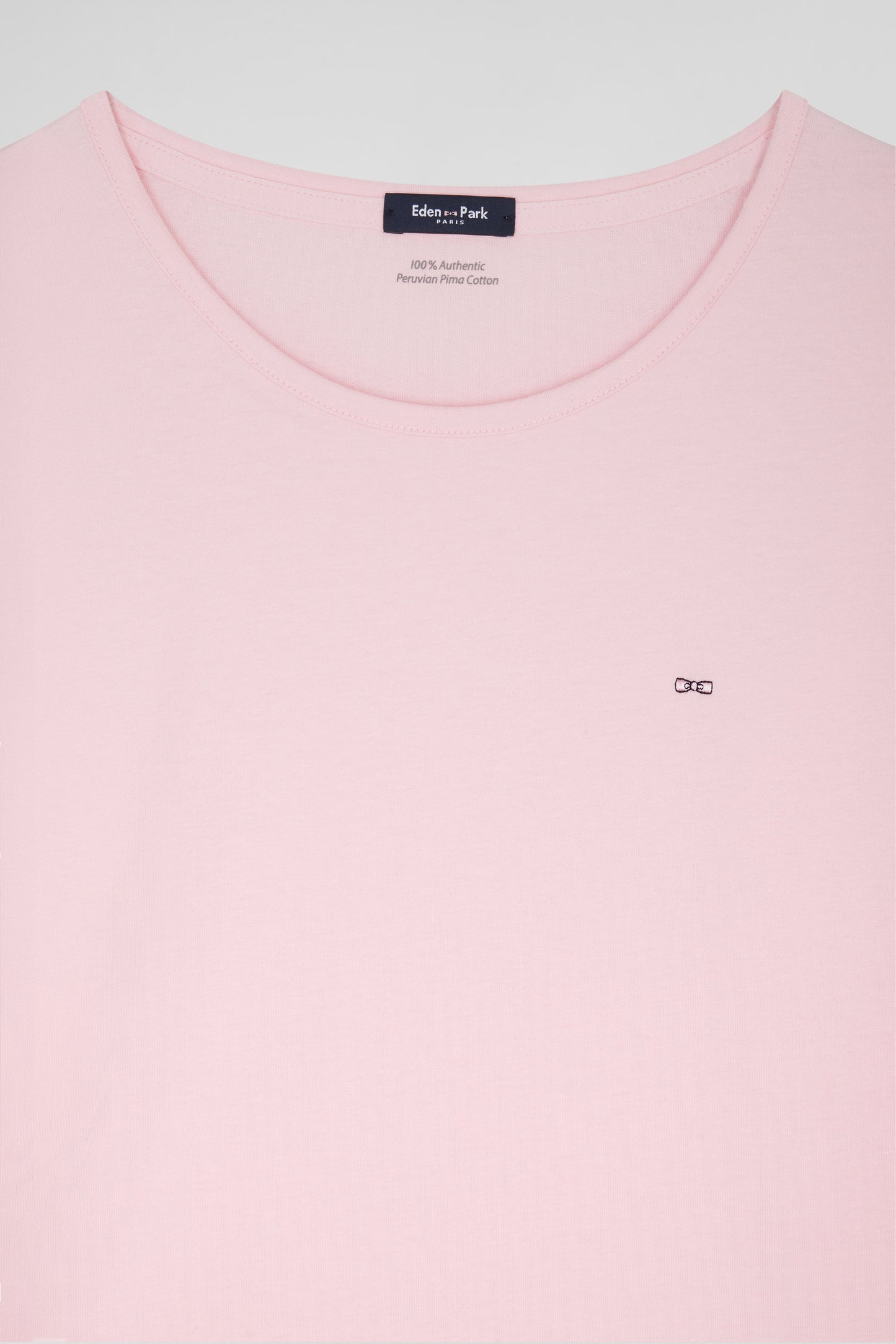 T-shirt manches longues à col rond en coton rose coupe Relaxed